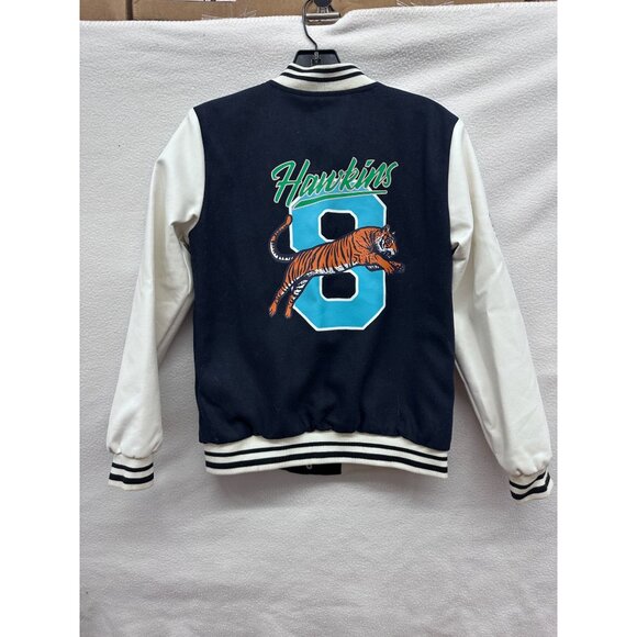 Stranger Things Varsity Jacket Sz L Youth Hawkins High School Justice Netflix - Picture 4 of 6